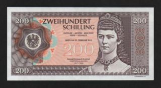 Austria 200 Schilling 2015 Unc Specimen Test Note Private Issue Gabris Banknote