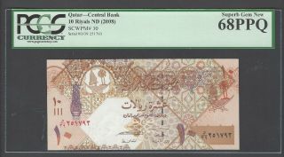 Qatar 10 Riyals Nd (2008) P30 Uncirculated Graded 68