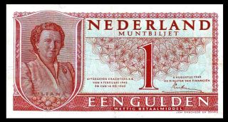 Netherlands 1949 1 Gulden Queen Juliana Muntbiljet VF/ XF P72 2