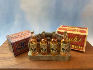 1980s Miniature Dollhouse Artisan 2 Hand Crafted Beer Cases Antique Gin Display
