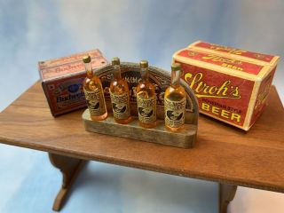 1980s Miniature Dollhouse ARTISAN 2 Hand Crafted Beer Cases Antique Gin Display 2