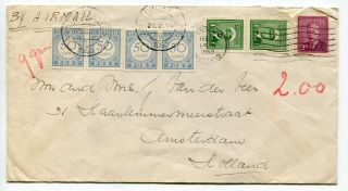 Canada Ont Toronto 1950 George Vi Airmail Cover To Netherlands - Postage Due -