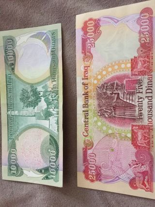 Iraqi Dinar 10,  000 Notes 25$ And 25,  000 Notes 35$