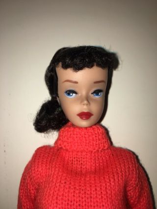 Vintage 1961 5 Ponytail Barbie All Original: Orange Turtleneck