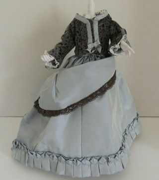 Vintage Doll 2 Piece Victorian Style Dress 12 " - 14 " Slender Doll - Hand Stitched