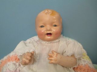 Cute Vintage Composition & Cloth Baby Doll By Effanbee,  1924,  Needs Tlc