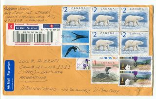 Canada Bc West Vancouver 2005 Polar Bears - $14.  45 Registered Cover To Argentina