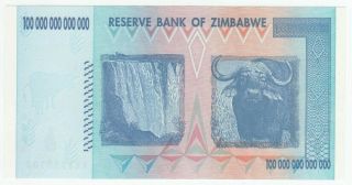 2008 ZIMBABWE 100 TRILLION DOLLARS NOTE Uncirculted. 2