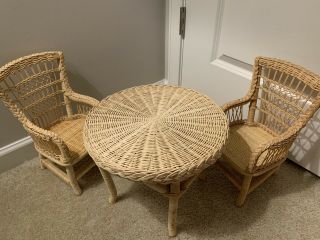 American Girl Pleasant Co.  Samantha’s Wicker Table & Chairs Set/retired