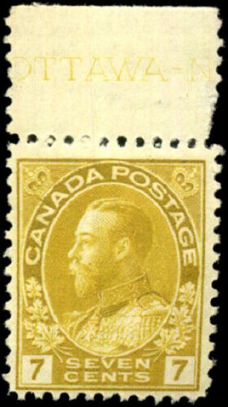 Canada 113 F Og Nh 1916 King George V 7c Yellow Ochre Admiral Part Inscrip