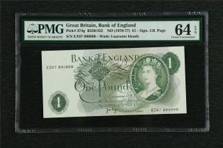 1970 - 77 Great Britain Bank Of England 1 Pound Pick 374g Pmg 64 Epq Choice Unc