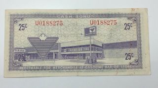 1972 Canadian Tire Money 25 Cents Ctc - S2 - D Circulated 50 Years Banknote E151