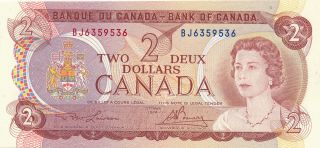 Bank Of Canada 2 Dollars 1974 Bj63595336 Radar Note - Unc