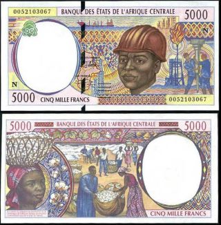 Central African State (cas) ; Guinea 5000 5,  000 Francs 2000 P 504 N Xf/aunc