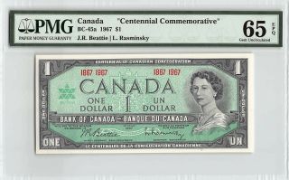 Canada 1967 Bc - 45a Pmg Gem Unc 65 Epq 1 Dollar Commemorative