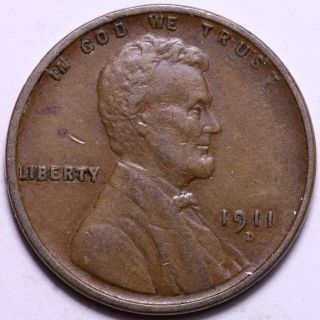 Vf,  1911 - D Lincoln Wheat Cent Penny R2gnm