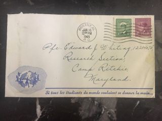 1945 Montreal Canada Patriotic Cover To Camp Richie Md Usa Research Station