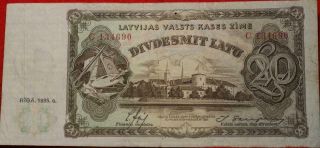 1935 Latvia 20 Latu Circulated Note P 30a