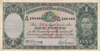 1942 Australia 1 Pound Note,  Pick 26b