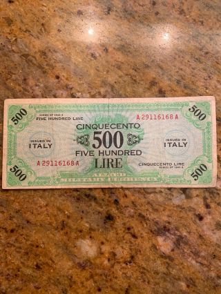 Italy 500 Lire Series Of 1943 A M22a Block A - A Circulated Banknote Meit
