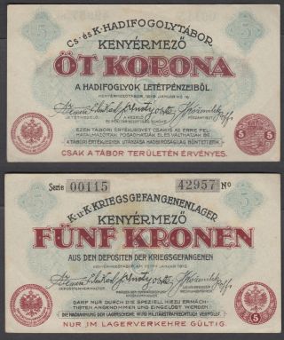 Hungary 5 Korona (kronen) 1916 (vf - Xf) Banknote Kenyermezo