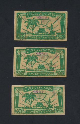 Japan - Philippines Cagayan 3 Consecutive 20 Centavos 1942 Emergency Note