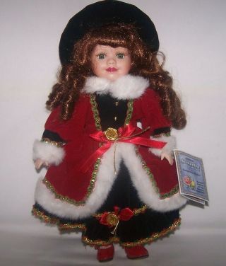 Adorable With Tags Samantha Medici Porcelain 12 " Collector Christmas Doll 2000