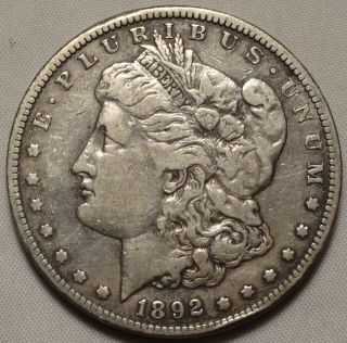 1892 - S Morgan Silver Dollar Choice Fine San Francisco $1 Coin