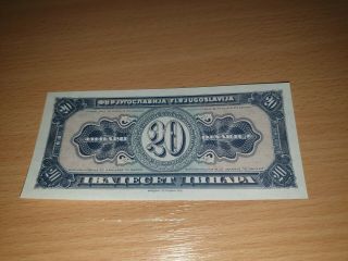 Back Proof - Yugoslavia 20 Dinara 1951.  Unc - Not Issued