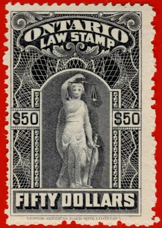 Canada Revenue Ontario Law Stamp Van Dam Ol65 Mnh Blue 