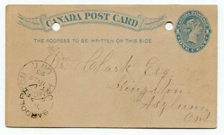 Canada Ont Ontario - Bardolph 1893 Split Ring Postcard To Kingston Insane Asylum