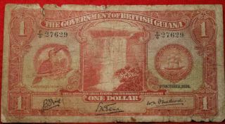 1938 British Guiana 1 Dollar Circulated Note P 12b