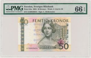5750.  Sweden,  50 Kronor 2004 - Pmg 66 Epq