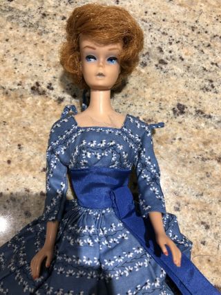Vintage Barbie Doll Blonde Head Side Swept Big Bubble Cut Hair Style European?
