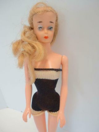Vintage 1960s Barbie Clone Doll In Long Blonde Hair Tube Dress Rare