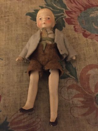 Antique Bisque Jointed Miniature Boy Doll Market Germany