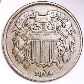 1864 Two Cent Piece Choice Xf E156 Jnt