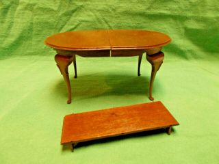 Dollhouse Miniature Queen Ann Cherry Dining Table With Leaf.  H.  V.  Miller 1981