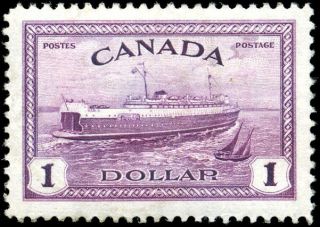 Canada 273 Vf Og H Dg 1946 Peace $1 Red Violet Train Ferry Cv$55.  00