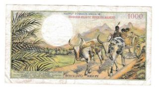 Madagascar 1000 Francs 200 Ariary 1966 Banknote P.  59 see the scans 2