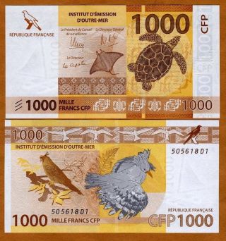 French Pacific Territories,  1000 Francs Nd (2014) P - 6,  Unc Turtle