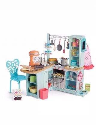 American Girl Gourmet Kitchen Complete W/ Miniature Doll Food