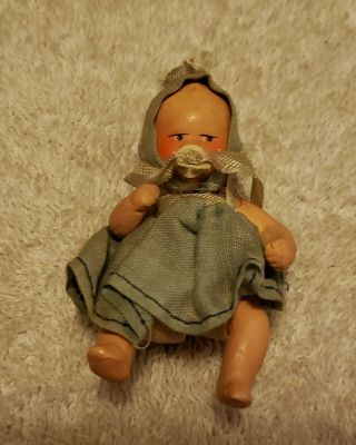 Antique Vintage Hertwig German Bisque Baby Doll With Paper Pacifier