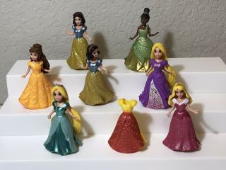 Disney Princess Magiclip Dolls And Dresses Tangled Tiana Belle Snow White Aurora