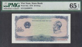 Vietnam State Bank 20 Dong Banknote P - 83a Nd 1976 Pmg 65epq