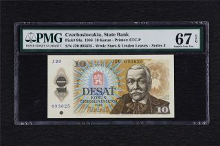 1989 Czechoslovakia State Bank 10 Korun Pick 94a Pmg 67 Epq Gem Unc
