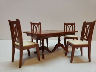 Vintage Miniature Reliable Dining Set Table With 4 Chairs