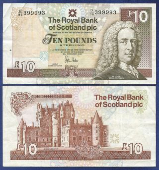 Scotland 10 Pounds Royal Bank 2010 Radar Serial Number 3999993