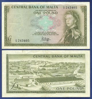 Malta 1 Pound 1967 Very Fine - Qe Ii