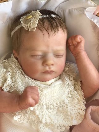 Reborn Baby Girl Ashley Asleep Premium Mohair